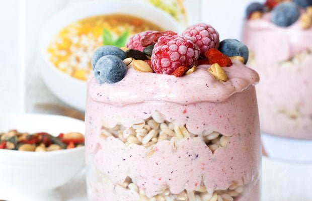 
          
            Berry & Banana Breakfast Parfait with 5 Grains - Clearspring
          
        