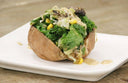 Kale, Mushroom & Sweetcorn Filled Baked Sweet Potato With Umami Tahini Dressing - Clearspring