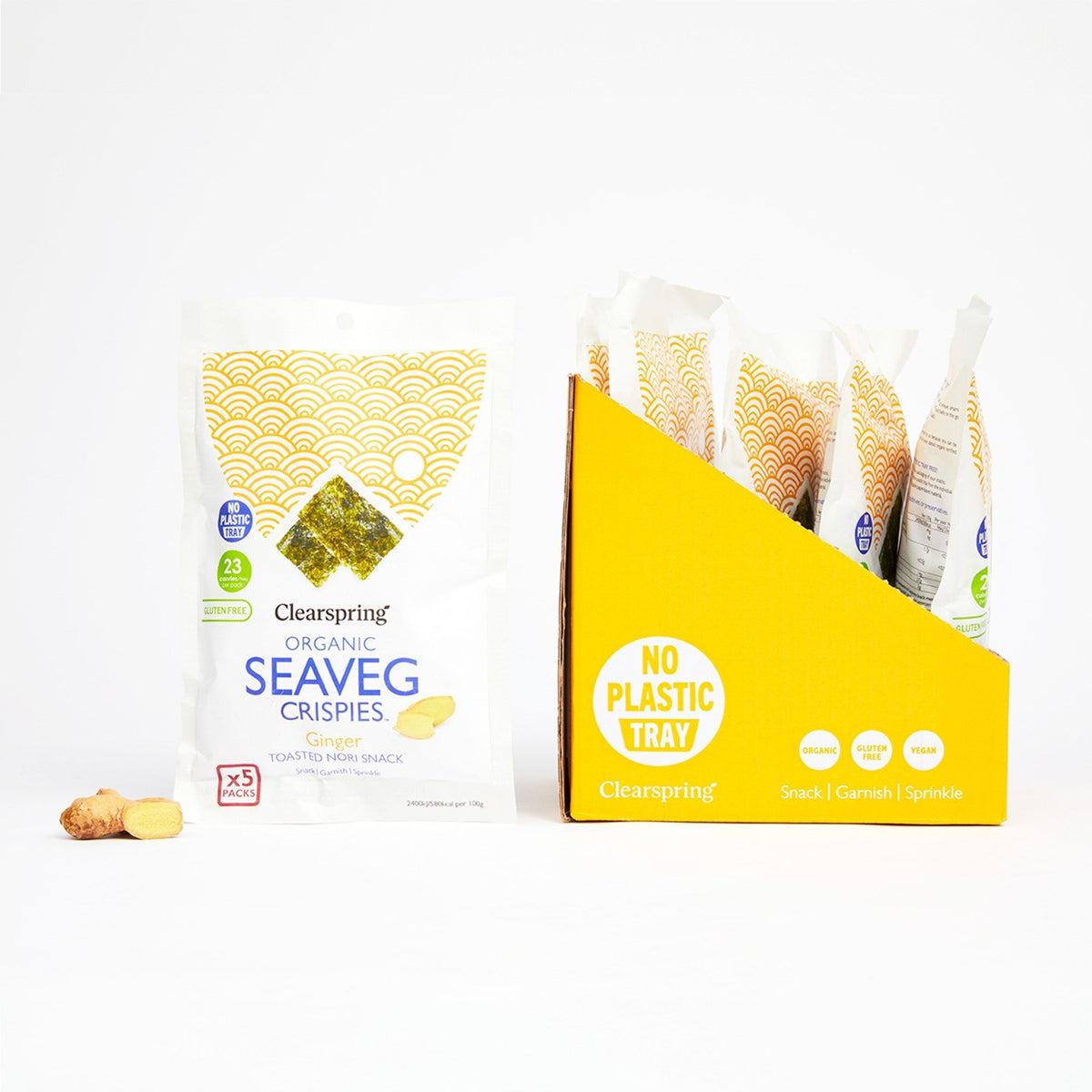 Organic Seaveg Crispies Multipack - Ginger (Crispy Seaweed Thins) (6 Pack)
