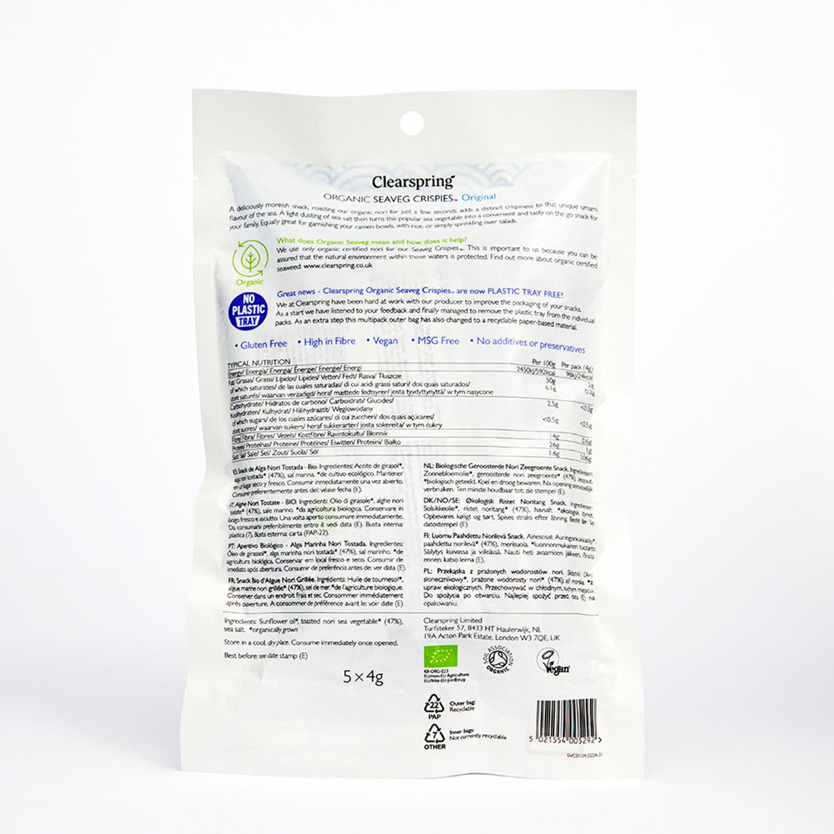 Organic Seaveg Crispies Multipack - Original (Crispy Seaweed Thins) (6 Pack)