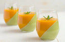 Matcha Panna Cotta with Mango Purée