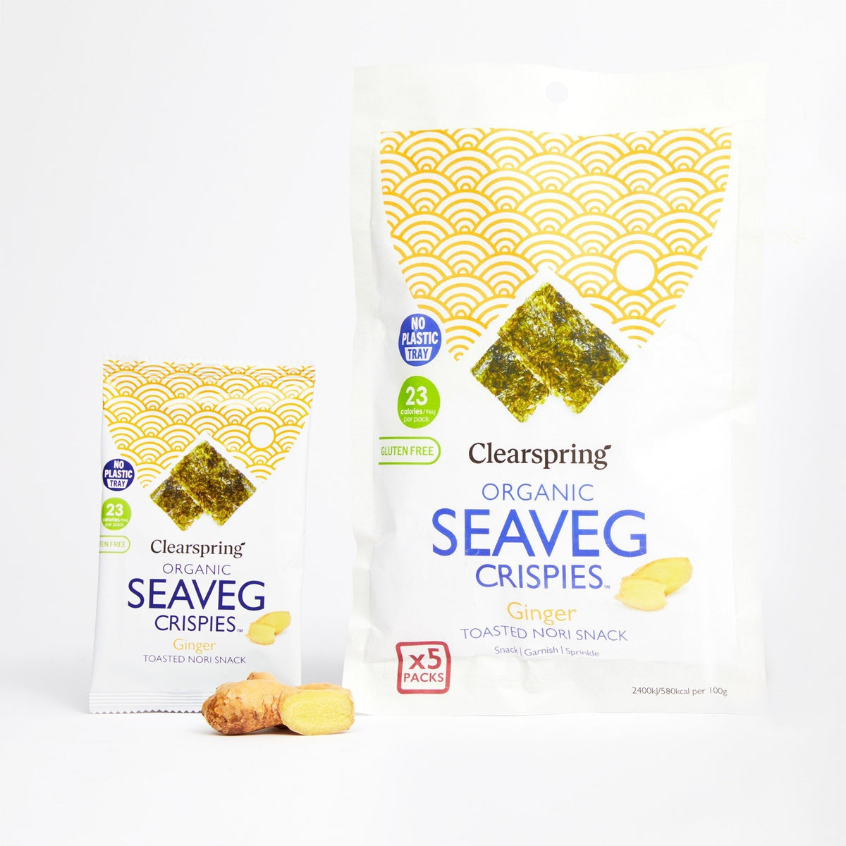 Organic Seaveg Crispies Multipack - Ginger (Crispy Seaweed Thins) (6 Pack)