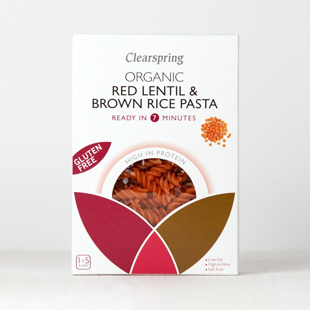 Clearspring Organic Gluten Free Red Lentil &amp; Brown Rice Pasta (8 Pack)