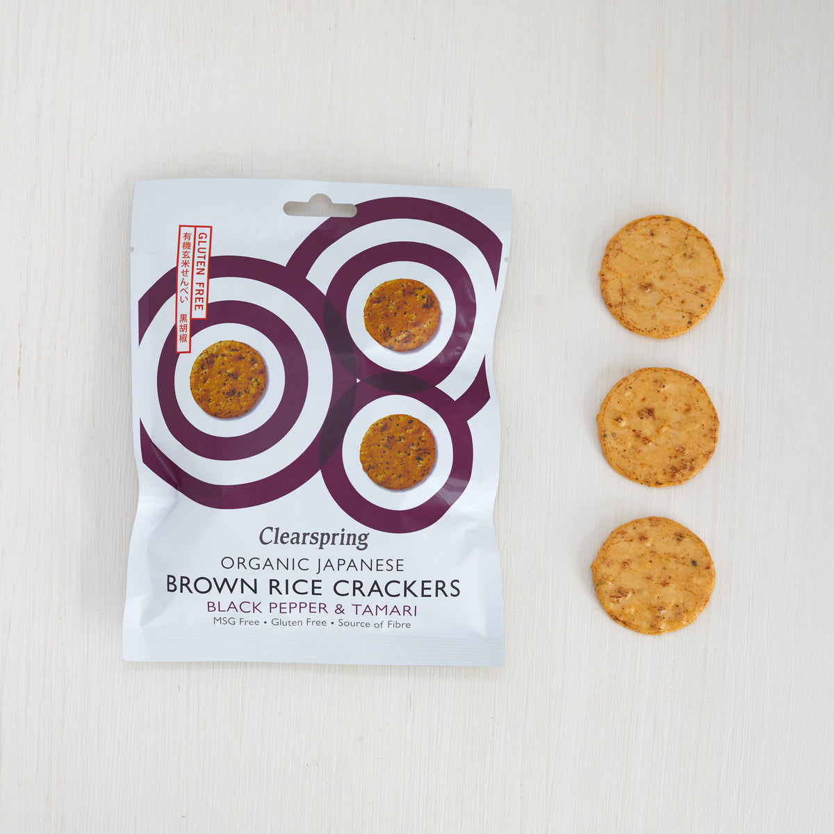 Clearspring Organic Japanese Brown Rice Crackers - Black Pepper &amp; Tamari