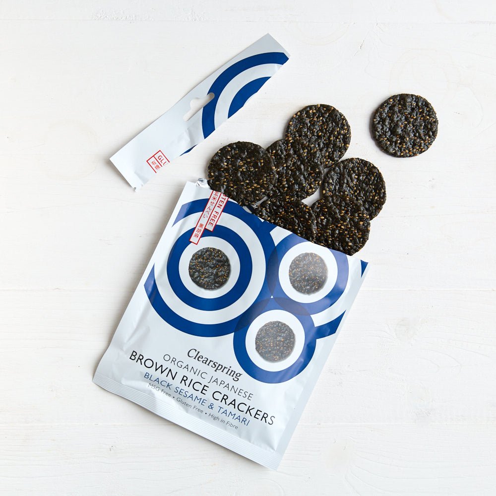 Clearspring Organic Japanese Brown Rice Crackers - Black Sesame &amp; Tamari