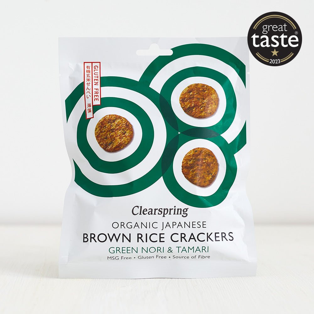 Clearspring Organic Japanese Brown Rice Crackers - Green Nori &amp; Tamari