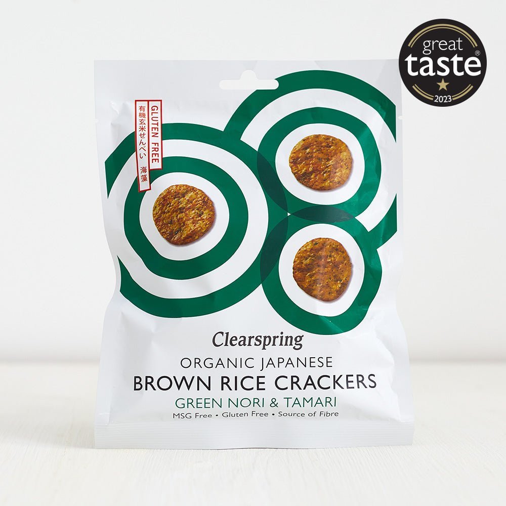 Clearspring Organic Japanese Brown Rice Crackers - Green Nori &amp; Tamari (12 Pack)