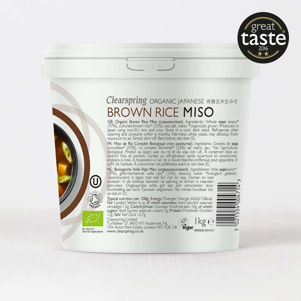 Clearspring Organic Japanese Brown Rice Miso Paste - Unpasteurised (6 Pack)