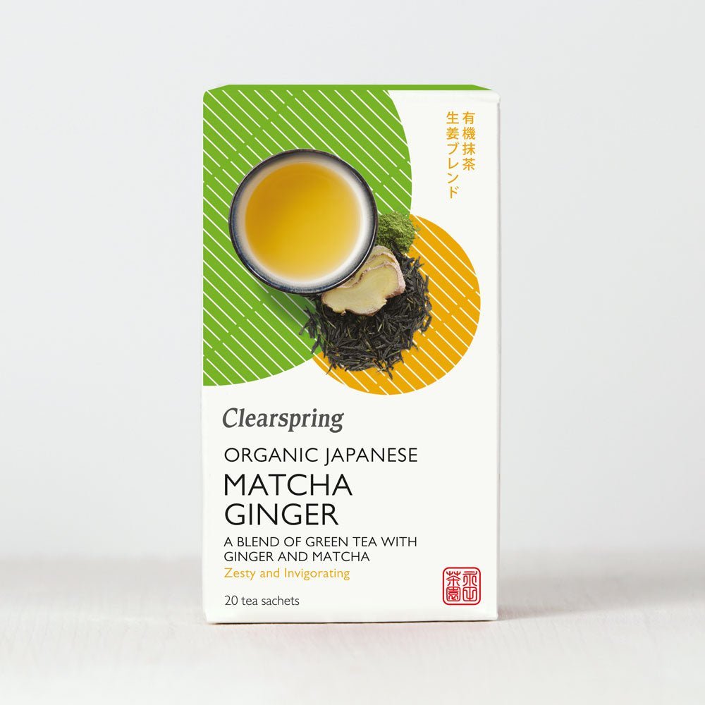 Clearspring Organic Japanese Matcha Ginger - 20 Tea Sachets (4 Pack)