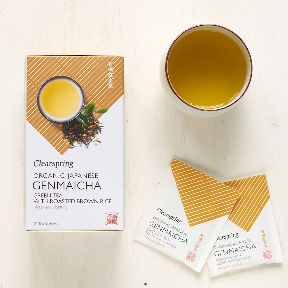 Clearspring Organic Japanese Genmaicha - 20 Tea Sachets (4 Pack)
