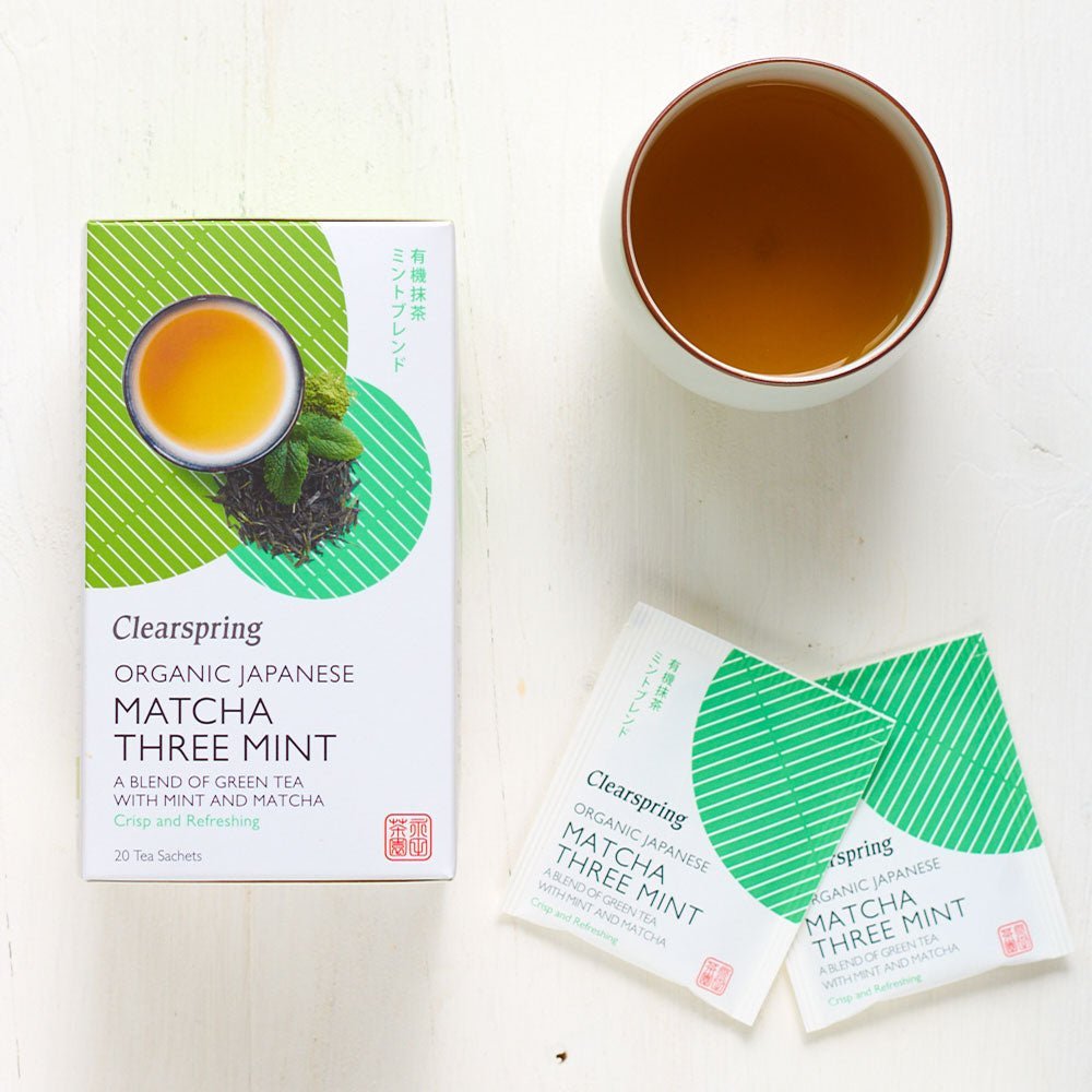 Clearspring Organic Japanese Matcha Three Mint - 20 Tea Sachets (4 Pack)