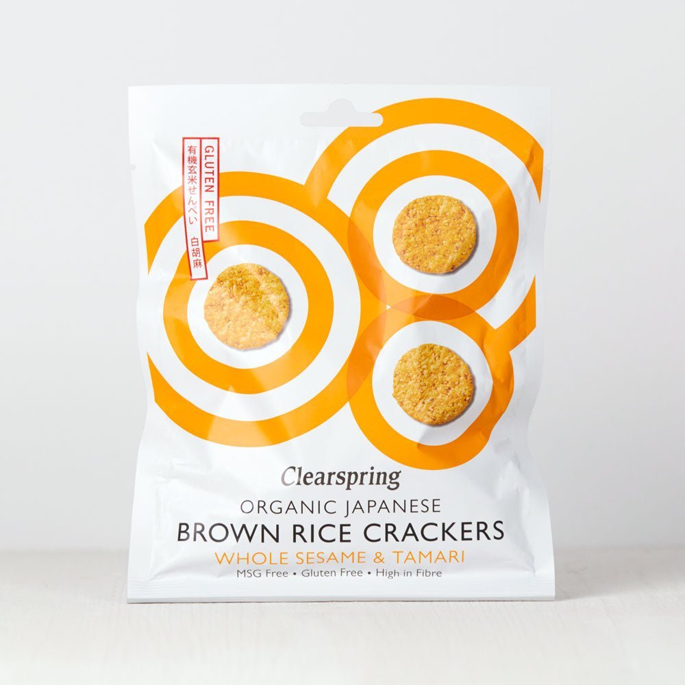 Clearspring Organic Japanese Brown Rice Crackers - Whole Sesame &amp; Tamari (12 Pack)