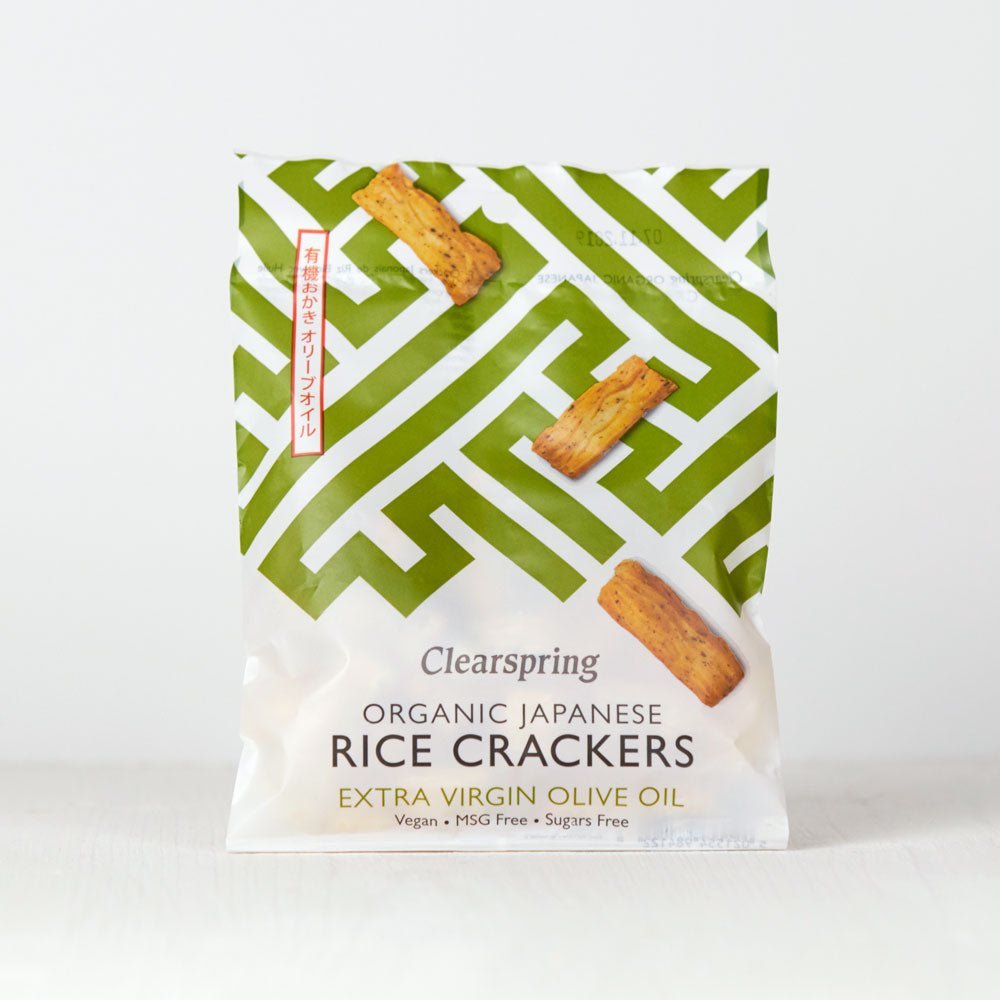 Clearspring Organic Japanese Rice Crackers - Extra Virgin Olive Oil (12 Pack)