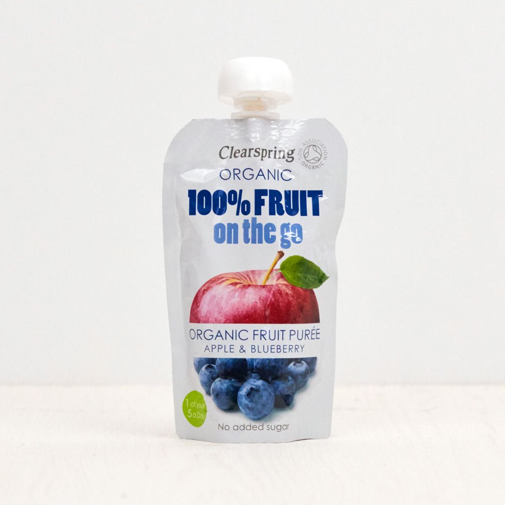 Clearspring Organic 100% Fruit on the Go - Apple &amp; Blueberry Purée (8 Pack)