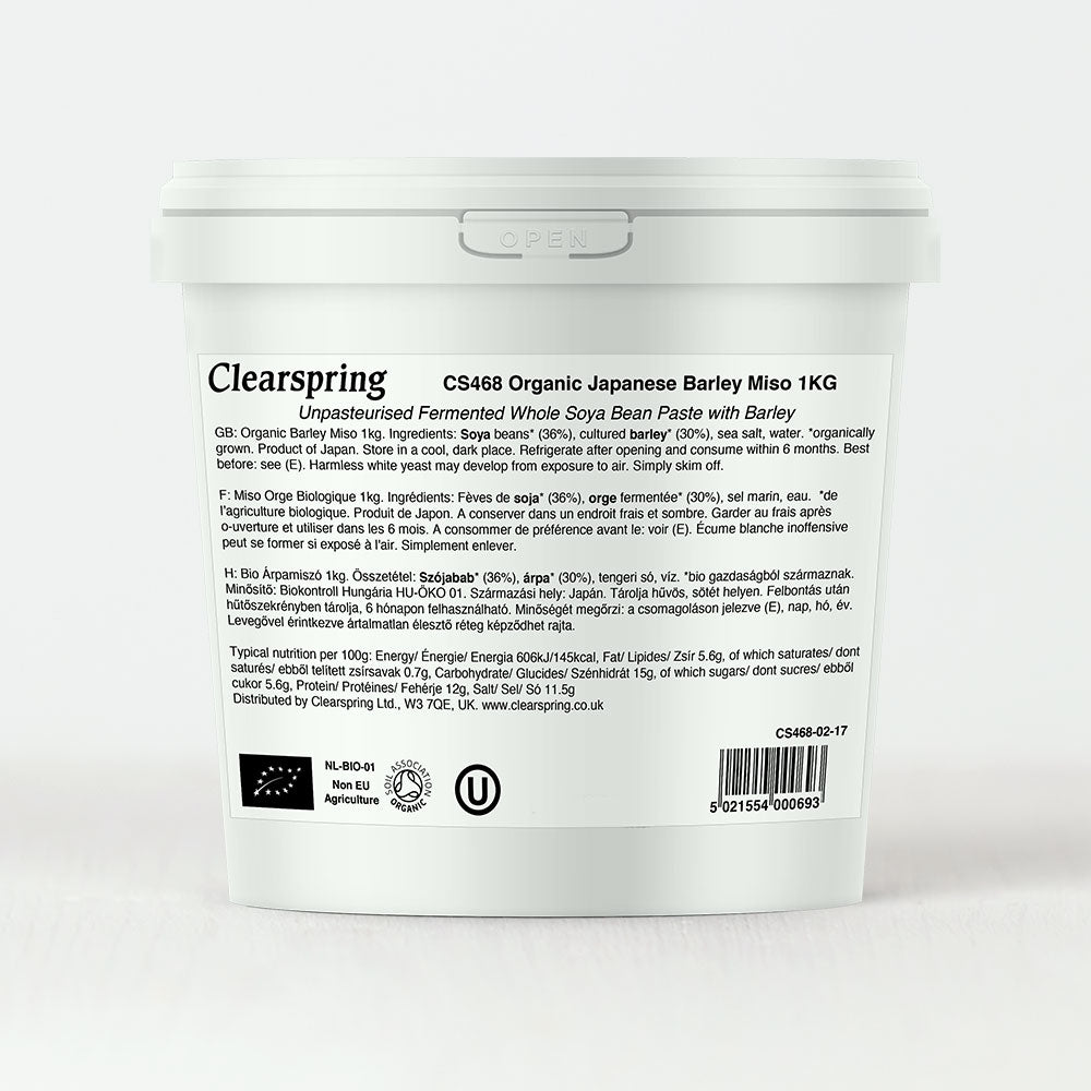 Clearspring Organic Japanese Barley Miso Paste - Unpasteurised (1kg)